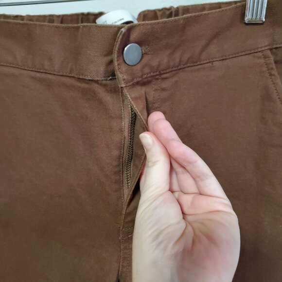 OAK + FORT Cropped Length Twill Wide Leg Pants Culottes Brown Womens Small x 25" - Picture 4 of 14